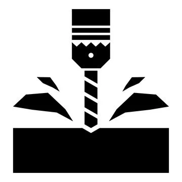 Drill with cartridge material processing shavings bit stationary use icon b.. Stock Illustration