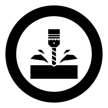 Drill with cartridge material processing shavings bit stationary use icon in  Stock Illustration