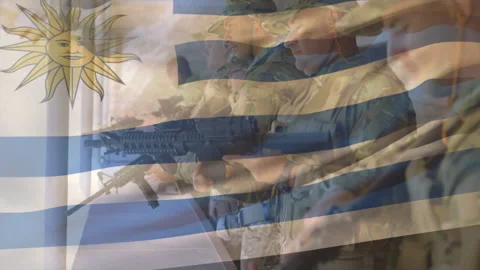 On drill command soldiers inspecting rifles chambering and saluting under Stock Footage 310433614