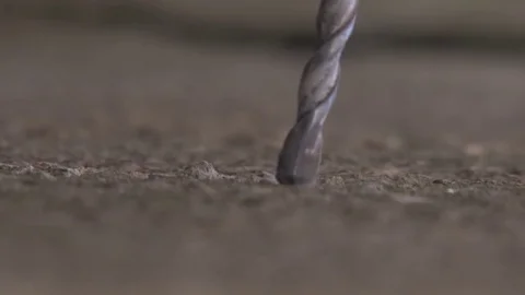 The drill is in the concrete vertically, drilling hammer Stock Footage 80929228