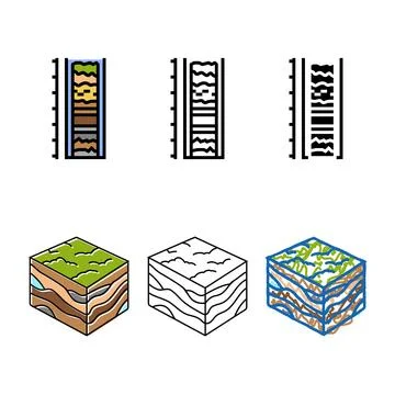 Drill core range samples color icon vector イラスト素材