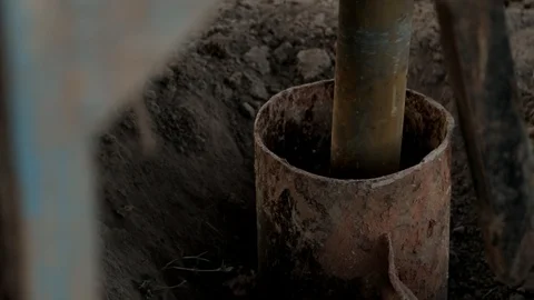 Drill deep drilling track machine excavation water well Uganda East Africa. Stock Footage 116390284