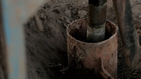 Drill deep drilling track machine excavation water well Uganda East Africa. Stock Footage 116390869