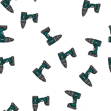 Drill device vector seamless pattern Stock Illustration
