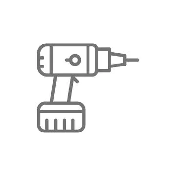 Drill, drilling machine, building tools line icon. Stock Illustration