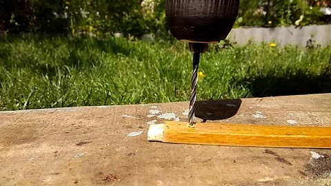 Drill drills wood Video stock 75763536