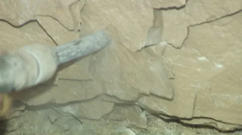 Drill During Operation. Rock Drill. Closeup. Construction of the Subway Tunnel Stock Footage 63436982