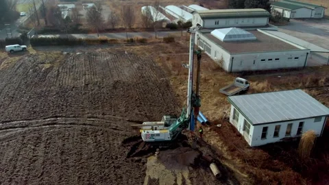 Drill into the earth with big machine 14 Stock Footage 133956041