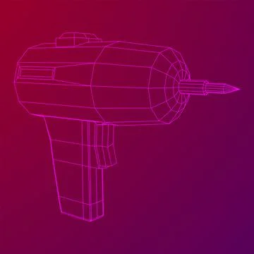 Drill electric device wireframe low poly mesh Stock Illustration