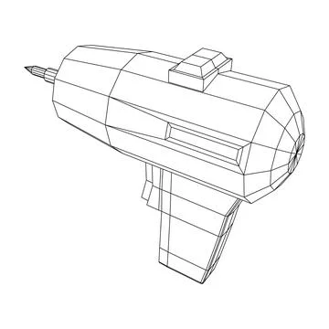 Drill electric device wireframe low poly mesh Illustrazione stock