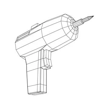 Drill electric device wireframe low poly mesh Иллюстрация