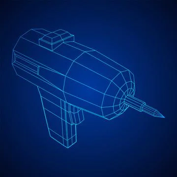 Drill electric device wireframe low poly mesh Stock Illustration