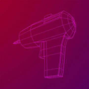 Drill electric device wireframe low poly mesh Ilustración de archivo