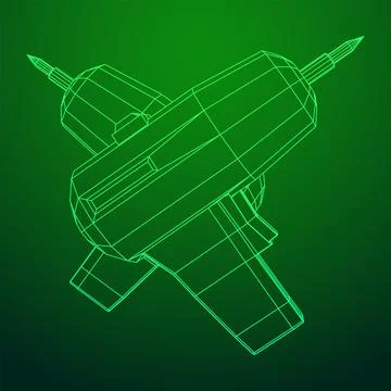 Drill electric device wireframe low poly mesh Stock Illustration