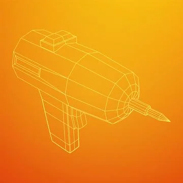 Drill electric device wireframe low poly mesh Stock Illustration