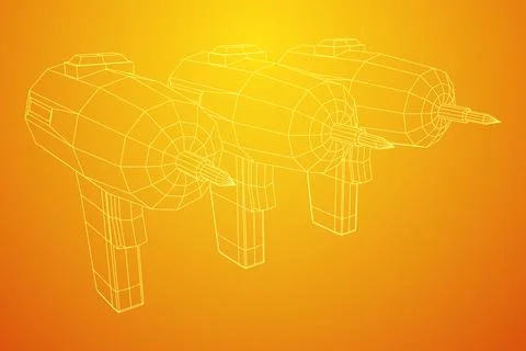 Drill electric device wireframe low poly mesh Stock Illustration