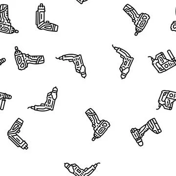 Drill equipment construction vector seamless pattern Stock Illustration