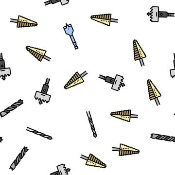 Drill equipment construction vector seamless pattern 스톡 일러스트