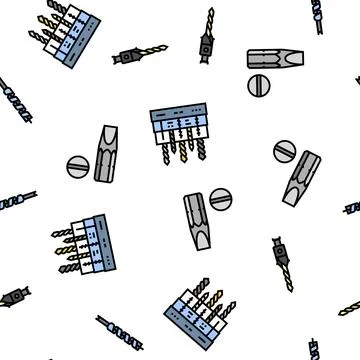 Drill equipment construction vector seamless pattern Stock Illustration