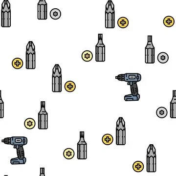 Drill equipment construction vector seamless pattern Stock Illustration