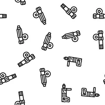 Drill equipment construction vector seamless pattern Stock Illustration