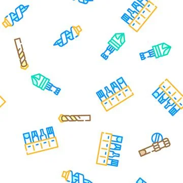 Drill equipment construction vector seamless pattern Illustrazione stock