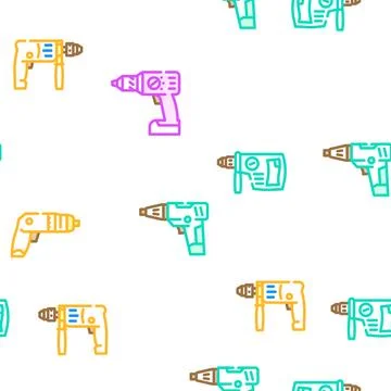 Drill equipment construction vector seamless pattern Stock Illustration