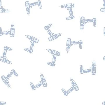 Drill equipment glyph seamless pattern Stock Illustration