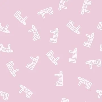 Drill equipment line vector seamless pattern Stock Illustration