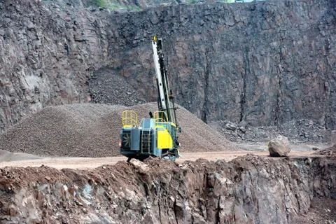 Drill equipment in a open pit mine Stock Photos