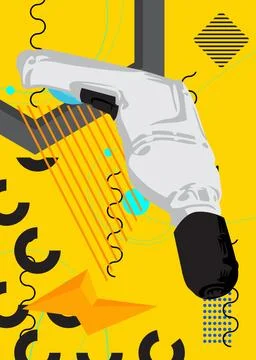 Drill geometrical graphic retro theme background. Minimal geometric element.. Stock Illustration