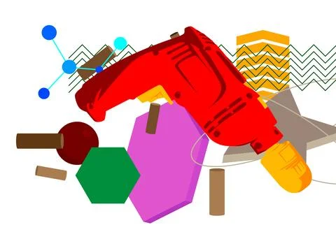 Drill geometrical graphic retro theme background. Minimal geometric element.. Stock Illustration