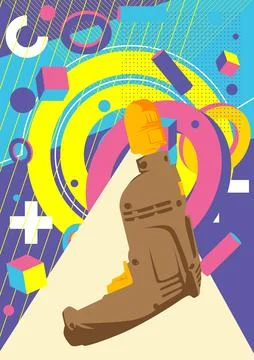 Drill geometrical graphic retro theme background. Minimal geometric element.. Stock Illustration