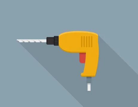 Drill hand tool flat vector. Stock Illustration