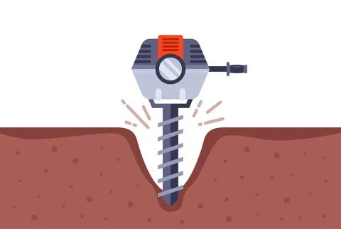Drill a hole in the ground. Stock Illustration