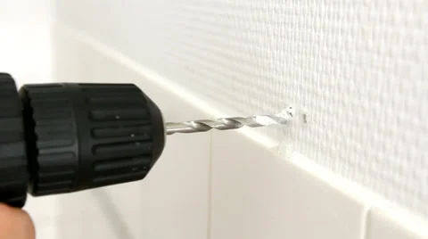 Drill Hole In The Wall Close-up Stock Footage 38286220
