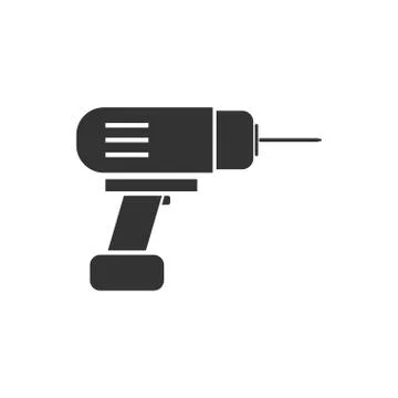 Drill icon flat Stock Illustration