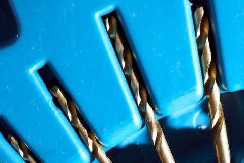 Drill inserted in a blue case. stock photo. Stock Photos