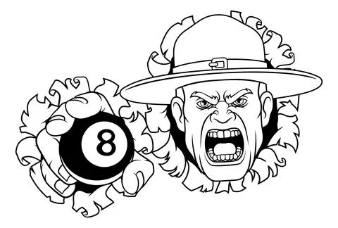 Drill Instructor Sergeant Billiards Pool Mascot 스톡 일러스트