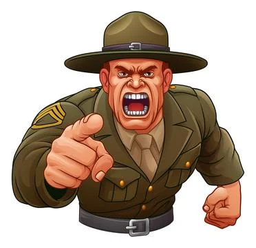 Drill Instructor Sergeant Bootcamp Army Soldier Stock Illustration