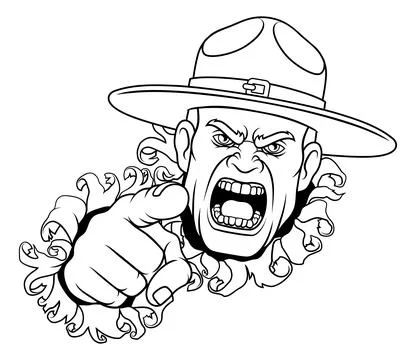 Drill Instructor Sergeant Bootcamp Army Soldier Stock Illustration
