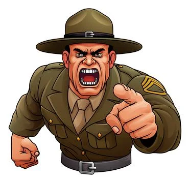 Drill Instructor Sergeant Bootcamp Army Soldier Stock Illustration