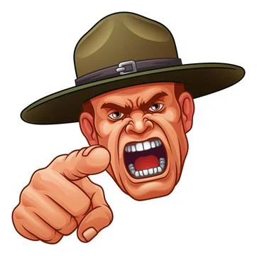 Drill Instructor Sergeant Bootcamp Army Soldier Stock Illustration