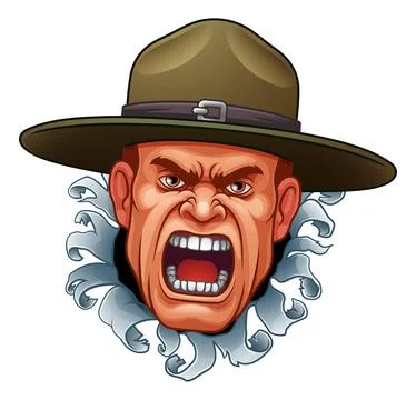 Drill Instructor Sergeant Bootcamp Army Soldier Stock Illustration