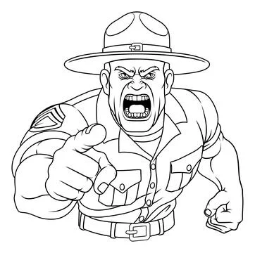 Drill Instructor Sergeant Bootcamp Army Soldier Stock Illustration