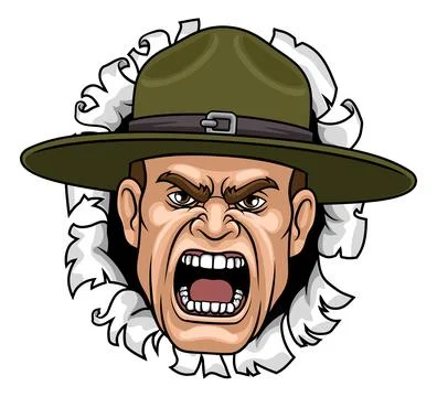 Drill Instructor Sergeant Bootcamp Army Soldier Stock Illustration