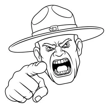 Drill Instructor Sergeant Bootcamp Army Soldier Stock Illustration