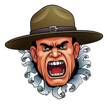 Drill Instructor Sergeant Bootcamp Army Soldier Stock Illustration
