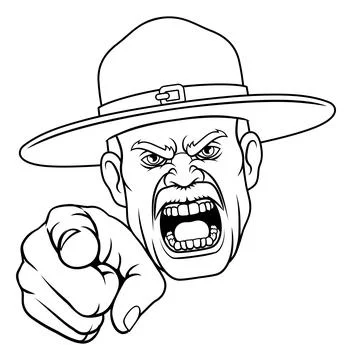 Drill Instructor Sergeant Bootcamp Army Soldier Stock Illustration