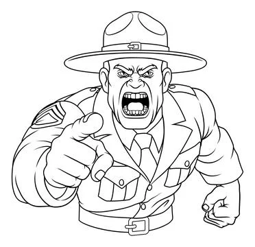 Drill Instructor Sergeant Bootcamp Army Soldier Stock-Illustration